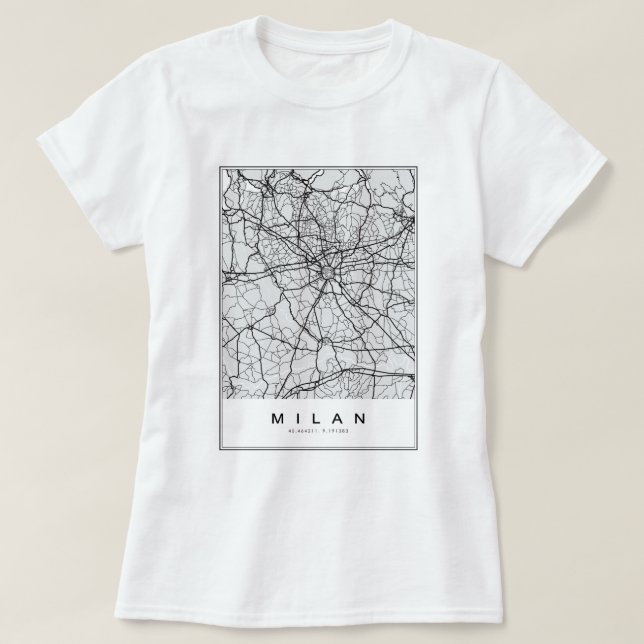 Camiseta Ilustracion Mapa de Milán (Diseño del anverso)