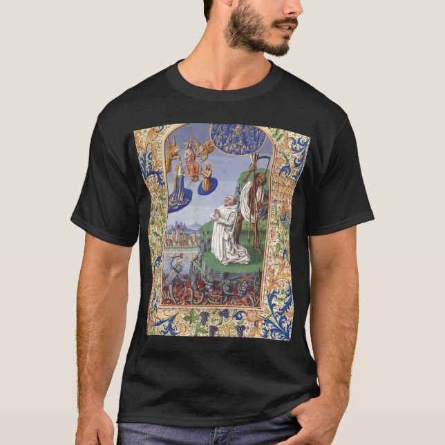 Camiseta Ilustración medieval de San Bernardo de Clairvaux (Anverso)
