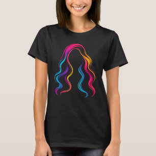 Camiseta Ilustración minimalista de cabello ondulado neón v