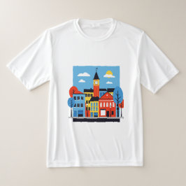 Camiseta Ilustración minimalista de casas europeas