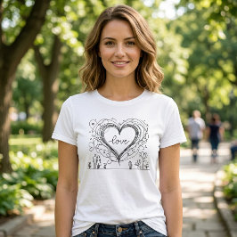 Camiseta Ilustración minimalista de corazón de amor dibujad