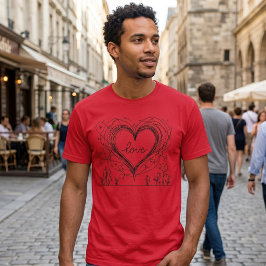 Camiseta Ilustración minimalista de corazón de amor dibujad