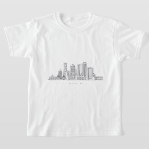 Camiseta Ilustracion minimalista de la ciudad de Boston