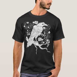 Camiseta Ilustración Mística de Cuervo Negro Arte de Cuervo