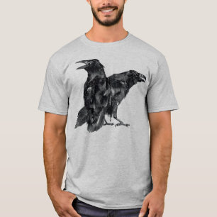 Camiseta Ilustración Mística de Cuervo Negro Arte de Cuervo