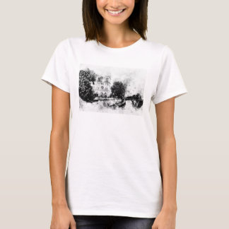 Camiseta Ilustracion monocromo de la catedral de Notre-Dame