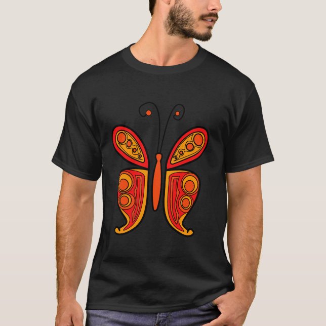 Camiseta Ilustración naranja de mariposa (Anverso)