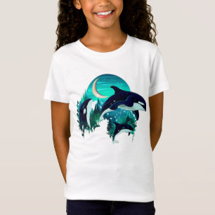 Camiseta Ilustracion natural azul Guay de ballenas asesinas