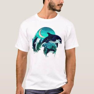 Camiseta Ilustracion natural azul Guay de ballenas asesinas