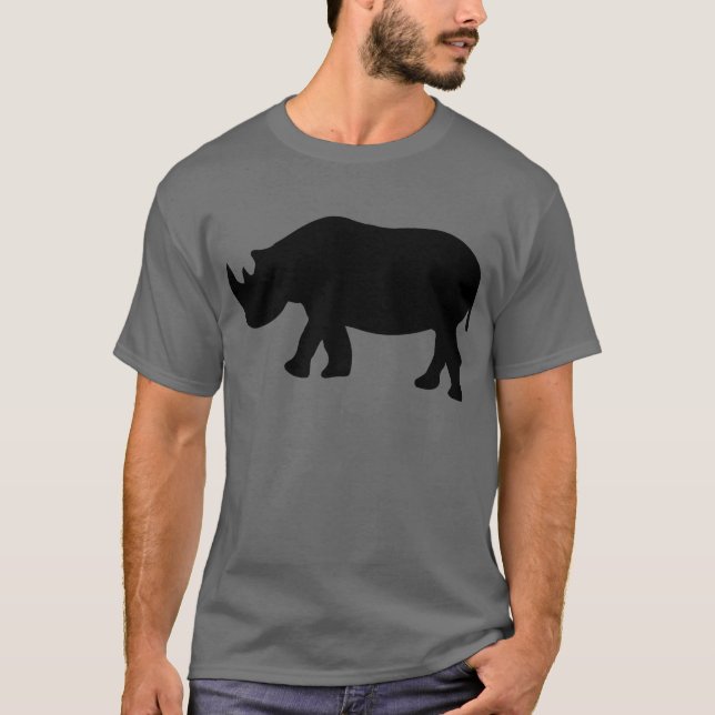 Camiseta ilustracion negro del rinoceronte del rinoceronte (Anverso)