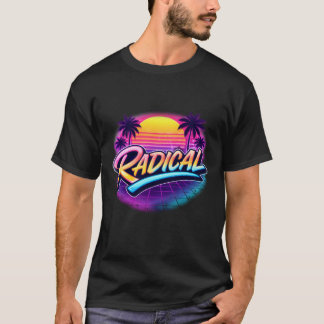 Camiseta Ilustración neón de synthwave retro de los 80 radi
