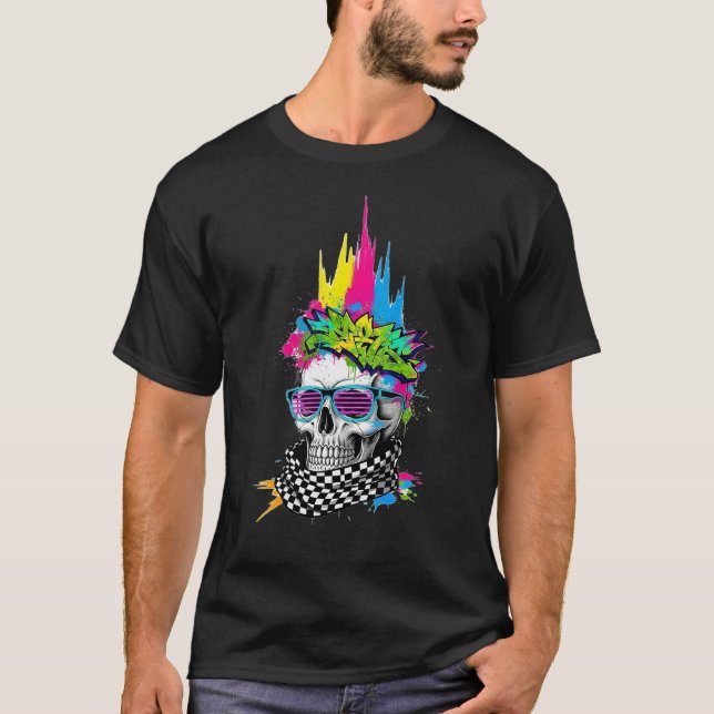 Camiseta Ilustracion Neon Skull Streetwear (Anverso)