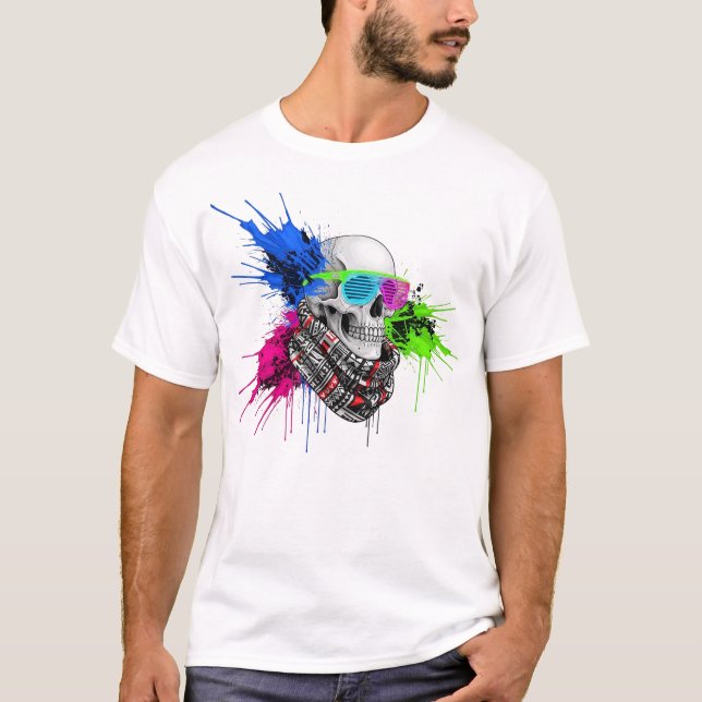 Camiseta Ilustracion Neon Skull Streetwear (Anverso)