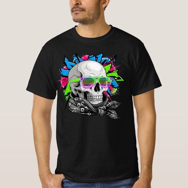 Camiseta Ilustracion Neon Skull Streetwear (Anverso)