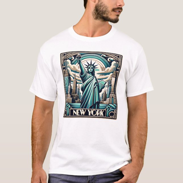 Camiseta Ilustracion neoyorquino de estilo Art Deco (Anverso)