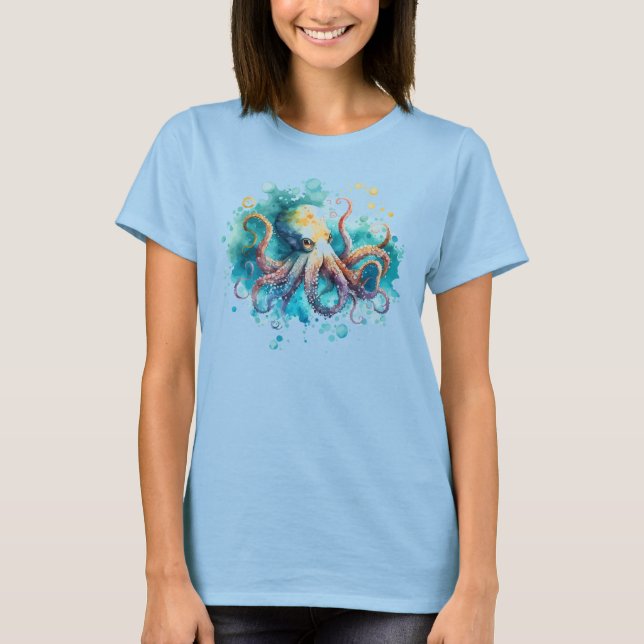 Camiseta Ilustracion octopus de acuarelas (Anverso)