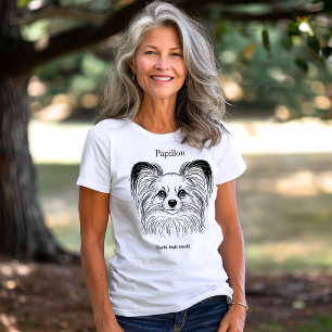 Camiseta Ilustracion Papillon Portrait Black Line