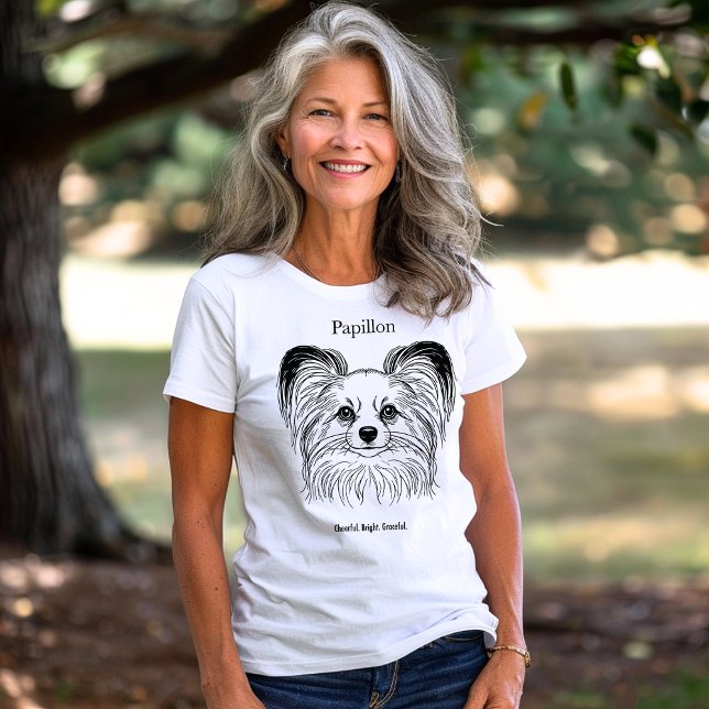 Camiseta Ilustracion Papillon Portrait Black Line (Subido por el creador)