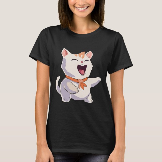 Camiseta Ilustracion para reír a gato (Anverso)
