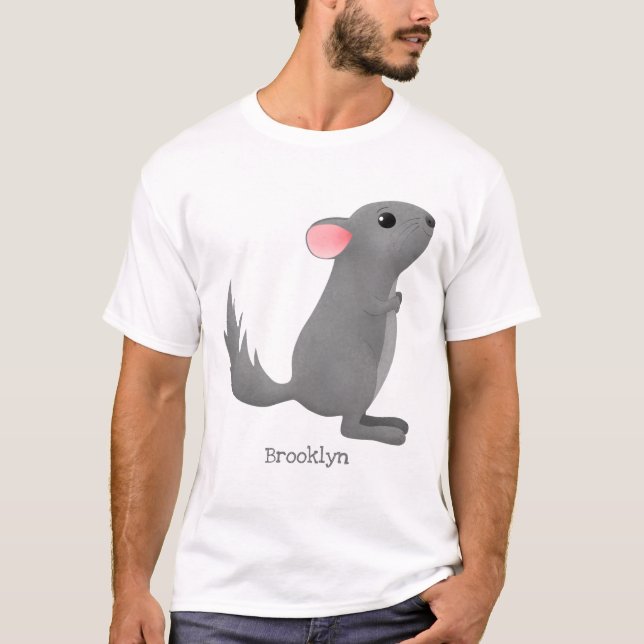Camiseta Ilustracion personalizado chinchilla gris suave (Anverso)
