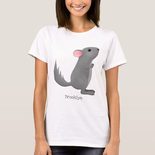 Camiseta Ilustracion personalizado chinchilla gris suave (Anverso)