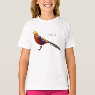 Camiseta Ilustracion personalizado de aves de faisán dorado