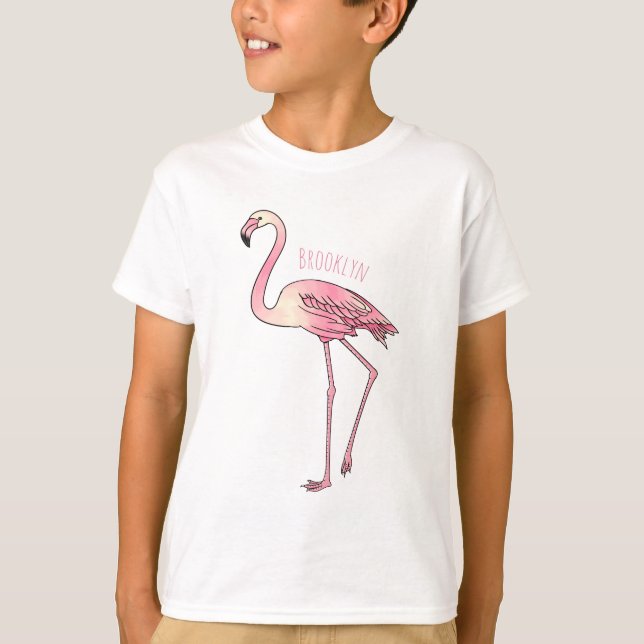 Camiseta Ilustracion personalizado de aves de Flamingo (Anverso)