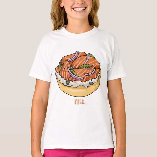 Camiseta Ilustracion personalizado de bagel de Salmon (Anverso)