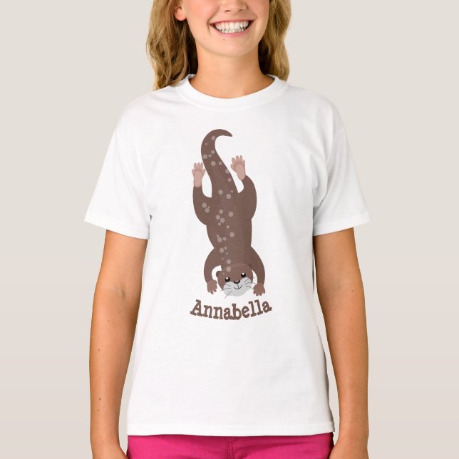 Camiseta Ilustracion personalizado de buceo con nutria (Anverso)