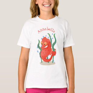 Camiseta Ilustracion personalizado de caballito de mar rojo