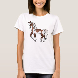 Camiseta Ilustracion Personalizado de Caballo Pinto Marrón
