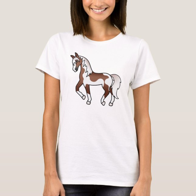 Camiseta Ilustracion Personalizado de Caballo Pinto Marrón (Anverso)
