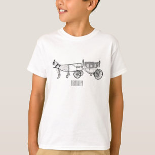 Camiseta ilustracion personalizado de caballos y carruajes 