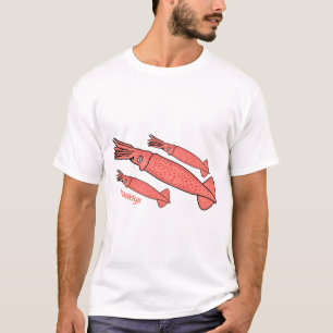 Camiseta Ilustracion personalizado de calamar rosa feliz