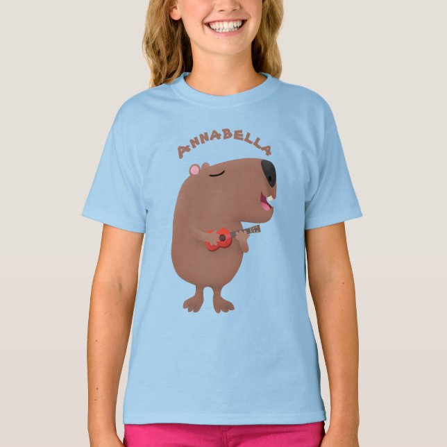 Camiseta Ilustracion personalizado de capybara ukulele cant (Anverso)