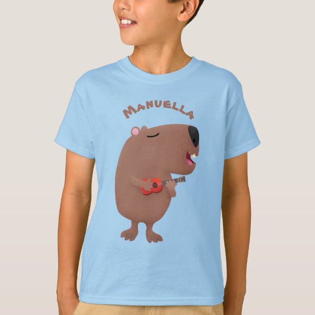 Camiseta Ilustracion personalizado de capybara ukulele cant (Anverso)