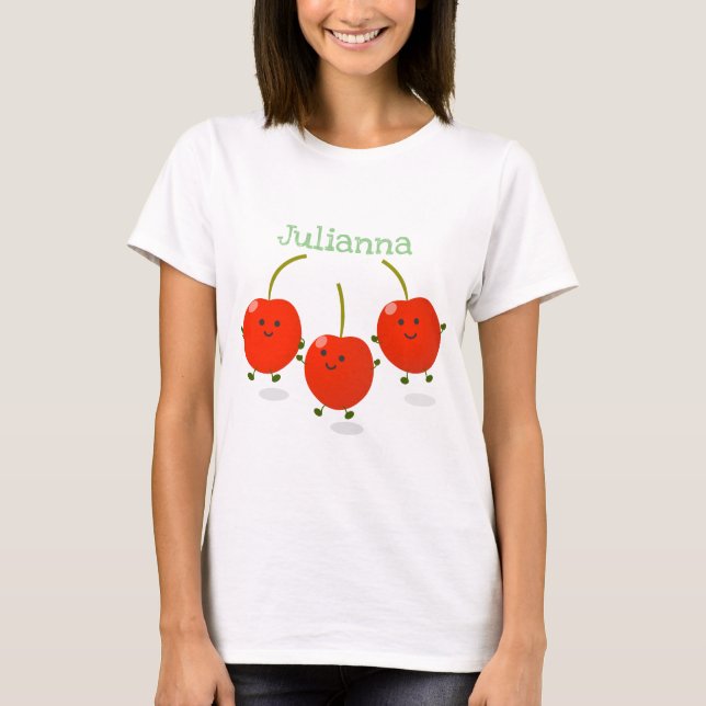 Camiseta Ilustracion personalizado de cerezas alegres (Anverso)