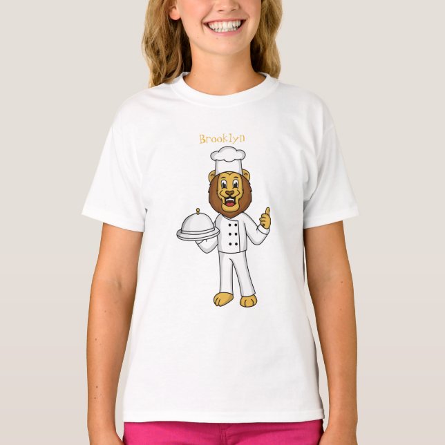 Camiseta Ilustracion personalizado de chef de un bonito leó (Anverso)