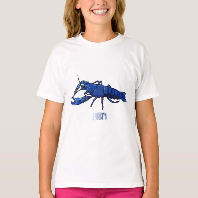 Camiseta Ilustracion personalizado de cigalas de marrón azu (Anverso)