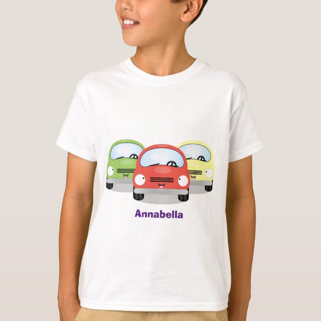 Camiseta Ilustracion personalizado de coches Cute kawaii (Anverso)