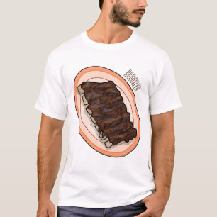 Camiseta Ilustracion personalizado de costillas cortas