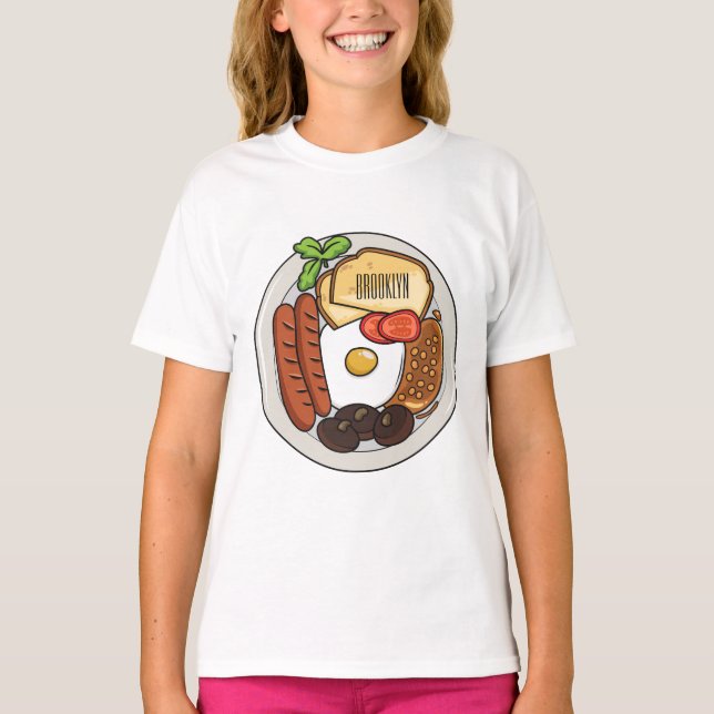 Camiseta Ilustracion personalizado de desayuno inglés (Anverso)