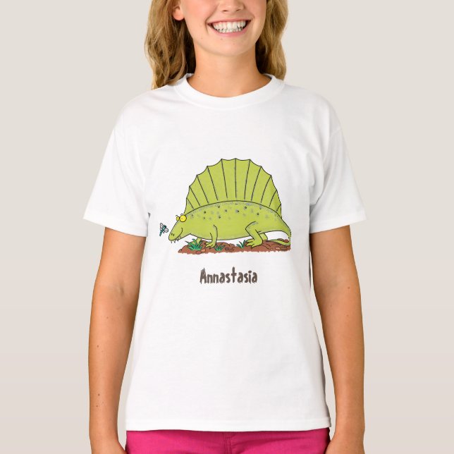 Camiseta Ilustracion personalizado de dimetrodon verde lind (Anverso)