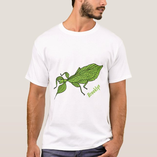 Camiseta Ilustracion personalizado de insectos de hoja verd (Anverso)