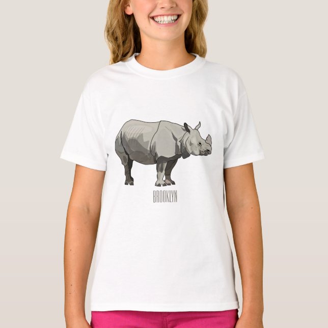 Camiseta Ilustracion personalizado de Javan rhinoceros (Anverso)