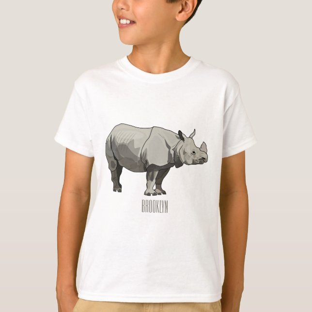 Camiseta Ilustracion personalizado de Javan rhinoceros (Anverso)