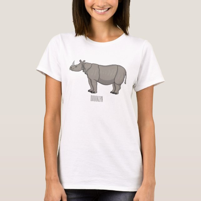 Camiseta Ilustracion personalizado de Javan rhinoceros (Anverso)
