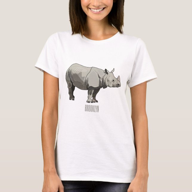 Camiseta Ilustracion personalizado de Javan rhinoceros (Anverso)