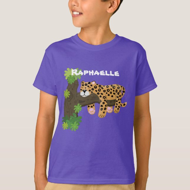 Camiseta Ilustracion personalizado de leopardo lindo (Anverso)