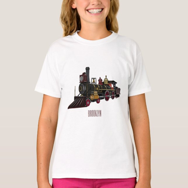 Camiseta Ilustracion personalizado de locomotora de vapor (Anverso)